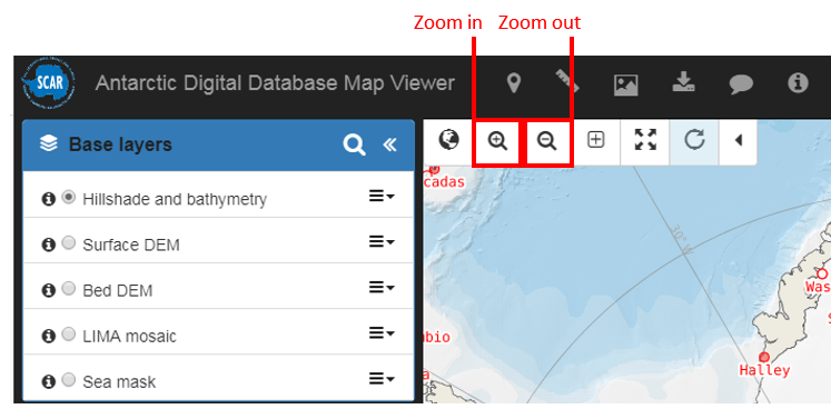 Zooming in and out map view